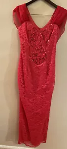 Vintage Jessica McClintock Gunne Sax Hot Pink Floral Lace 7/8 Prom Formal USA - Picture 1 of 12