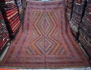 Vintage Afghan Persian Mushvani Area Rug 7x10 ft Handmade Oriental Wool Carpet - Picture 1 of 12