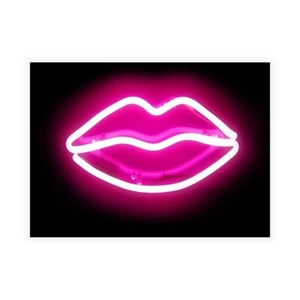 Stampa su Tela su Carta Poster o Quadro Carr Hailey Neon Lips PB - Picture 1 of 2