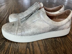 Frye Lena Leather Zip Sneakers Low Top Brown/Beige Shoes Women's US Size 8 M - Picture 1 of 16