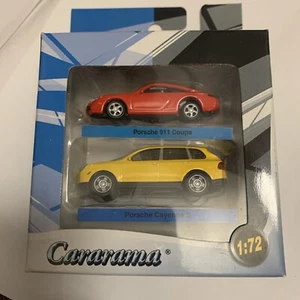Cararama Porsche Cayenne S +  911 Coupe - 1:72 Box Set - New Mint Diecast - Picture 1 of 8