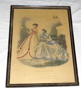 Framed 14.3/4 x 10.3/4 inch Vintage Picture - La Mode Illustree - Paris - Picture 1 of 4