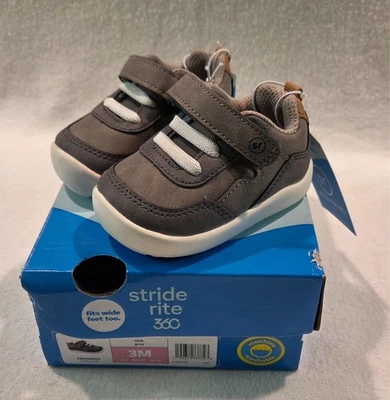 Zapatillas Stride Rite 360 Gris Nick Talla 3M Ajustables para Pies Anchos Nuevas en Caja Foto 1 de 4