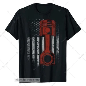 T-Shirt Meccanico Bandiera Americana | Maglietta Costruttore Auto Pistone Patriottica Garage Regali - Foto 1 di 6