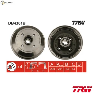 2x BRAKE DRUM DB4301B FOR VAUXHALL CORSA/VAN/Mk/II CORSAVAN OPEL VITA 1.0L 3cyl - Picture 1 of 10