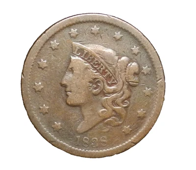 1838 Large Cent Matron Coronet Head 1C Looks Better In Hand ecoinsales - Image 1 of 2