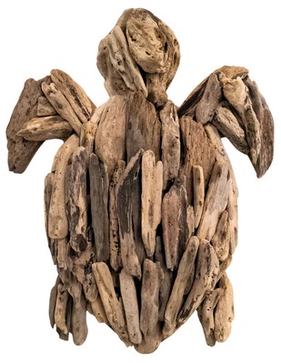 COCO PAPAYA Tortue en bois flotté 50cm. Décoration murale.
