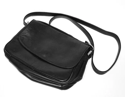 Cartera Bandolera TULA Vintage - Cuero Genuino Suave Negra Foto 1 de 4