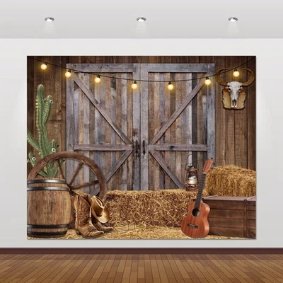 Telón de fondo vaquero occidental 10x8 pies decoraciones de fiesta occidental salón rodeo salvaje oeste Foto 1 de 4