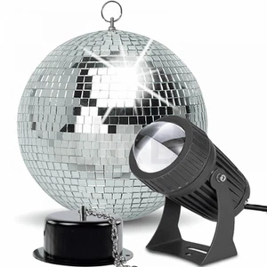 Mirror Ball Kit 20 Party Disco Light Set 20cm Mirrorball Motor Black Pin Spot - Picture 1 of 5