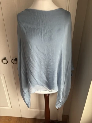 Made In Italy Silk Pale Blue Floaty Tunic Top One Size - Image 1 of 4