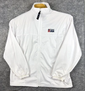 Team USA Jacke Herren XL weiß Olympisches Komitee Full Zip Poly Track Made in USA - Bild 1 von 8