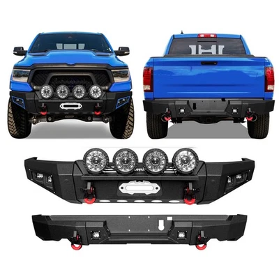 Vijay Steel Front/Rear Bumper W/Winch Plate&Lights For 2019-2024 Dodge Ram 1500 - Image 1 of 4