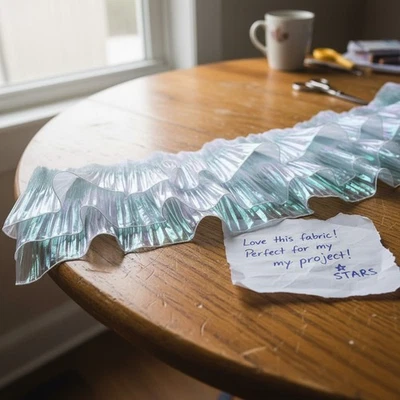 Cinta de tela iridiscente con volantes plisada de gasa organza con volantes transparentes Foto 1 de 4