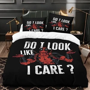 Deadpool Do I Look I Care Funny Superhero Deadpool Fan Gift Bedding Set - Picture 1 of 5