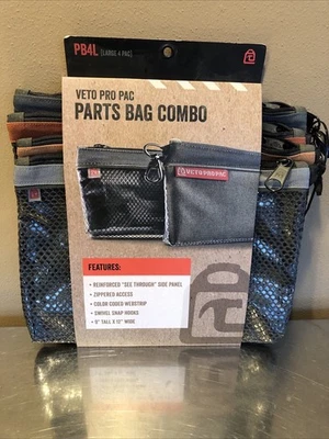 Veto Pro Pac PB4L Four Large Parts Bags, 12"L x 9"H. New - Image 1 of 4