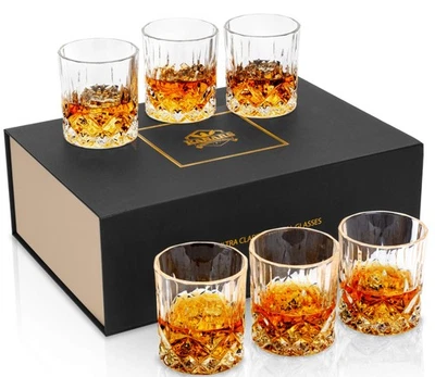 Whiskey Glasses Set of 6 with Elegant Gift Box,10 Oz Premium Old Fashioned Cr... - Image 1 of 4