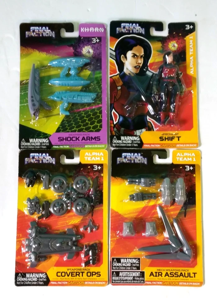 Lote de 4 figuras de acción Final Faction 3 Alpha Team 1 y 1 Kharn Shock Arms Air-A4 Foto 1 de 4