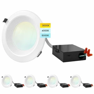 Luxrite 6 Inch Commercial LED Recessed Light with JBox 3 Color Selectable 4-Pack - Picture 1 of 8