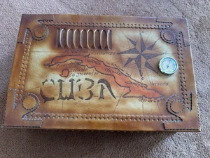 Zigarren Humidor Aufbewahrungsbox aus Holz mit echtem Leder überzogen - Bild 1 von 5