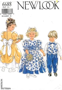1980's New Look Children's Dress,Waistcoat,Trousers Pattern 6688 Size 3-8 UNCUT - Picture 1 of 2