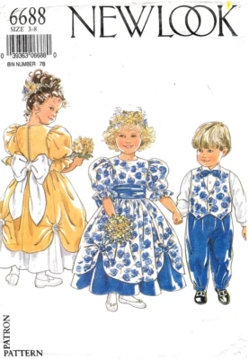 1980's New Look Children's Dress,Waistcoat,Trousers Pattern 6688 Size 3-8 UNCUT - Image 1 of 2