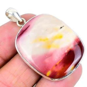 Elegante colgante de compromiso de mujer de plata 925 hecho a mano con mocaita natural - Imagen 1 de 7