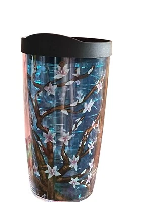 Tervis Manzana o Flor de Cerezo Fondo Azul 16oz Plástico Taza Taza Taza Tapa Foto 1 de 4