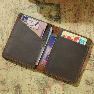 Kleine Herren-Geldbörse aus echtem Leder Ausweis Kreditkartenetui Mini-Geldbörse Reisegeldbörse - Bild 1 von 4