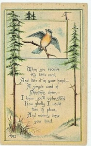 Precioso poema vintage postal de Navidad Bird Pines G.K. Prince c.1910 P1 BN3 - Imagen 1 de 2