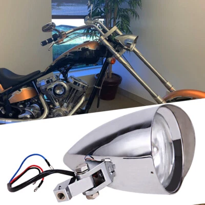 Chrome 4.5" Bullet Headlight Lamp For Harley Dyna Softail Bobber Chopper Custom - Image 1 of 4