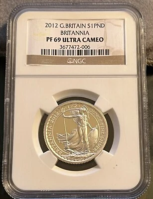 2012 UK Britannia Silver Proof Coin 25th Anniversary 1/2 oz  1,656 NGC PF 69 - Image 1 of 2