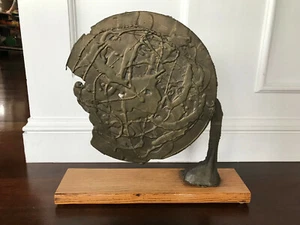 Vintage Mid Century Modern Bronze Metal And Wood Brutalist Abstract Sculpture - Picture 1 of 9