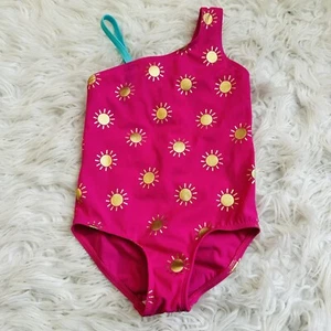 Mini Boden One Shoulder Swimsuit Tickled Pink Gold Foil - Picture 1 of 5