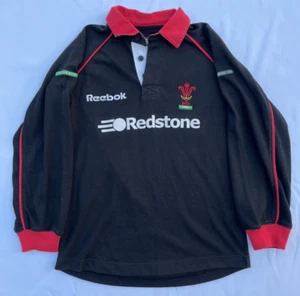 Wales 2002 Away Rugby Shirt Reebok Black Long Sleeve Boys Medium M - Picture 1 of 8