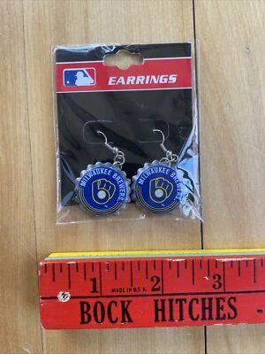 Brincos Milwaukee Brewers MLB beisebol cervejeiros lembrança fantasia joia da moda - Imagem 1 de 3