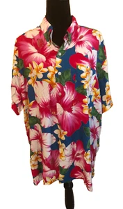Polo Ralph Lauren Shirt Mens 2XL Hawaiian All Over Print Viscose Pink - Picture 1 of 6