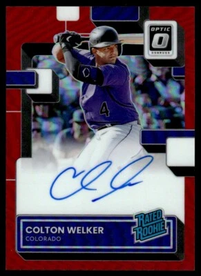 2022 Donruss Optic Rated Rookie Signatures Red Prizm Colton Welker Auto 43/49 - Image 1 of 2
