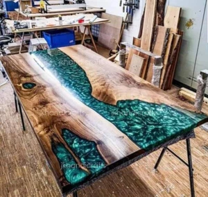 Walnut Epoxy Table Top Resin Table Custom Order For Bar & Restaurants Dinning - Picture 1 of 1