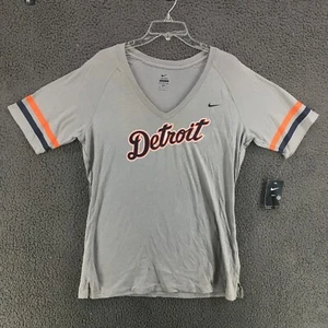 Nike Slim Fit Detroit Tigers V Neck Grey Spellout T Shirt Size XL NWT - Picture 1 of 14