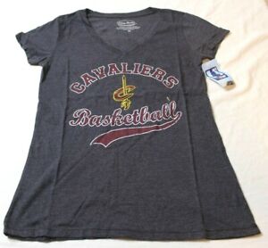 Cleveland Cavaliers Lebron James NBA Women's V-Neck T-Shirt Gray Size Medium New