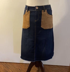 INC International Concepts Skirt Womens 2 Blue Denim Skirt Raw Hem Pockets Y2K - Picture 1 of 18