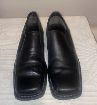 ALDO Mens US 10 EU 43 Black Leather Square Toe Fashion Loafers Shoes - Image 1 of 4