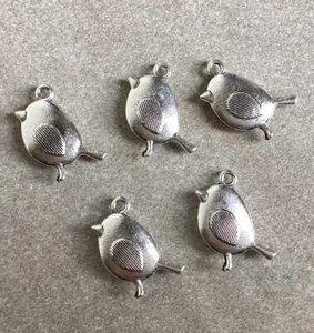 3D Petit Bird Charms, Antique Silver Tone, 5pcs, 20x13mm, Diy Jewellery - Picture 1 of 5
