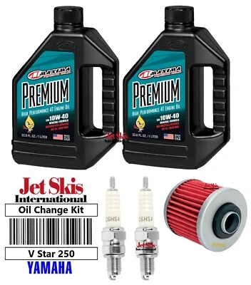 Yamaha V Star 250 XV250 Premium Oil Change Kit Oil Filter & 2 NGK Spark Plugs - Image 1 of 2