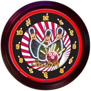 Bowling Fans Neon Clock 15"x15" - Picture 1 of 1