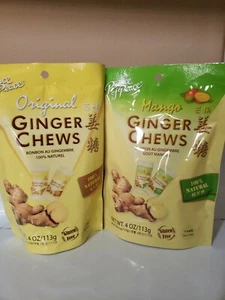 (2) Paquete. Prince of Peace Jengibre Mastica dulces en mango y sabor original 4 oz. Each - Imagen 1 de 2