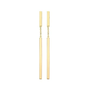 Bar Chain Drop Earrings 9ct Yellow Gold 375 Hallmarked Brand New Boxed - Picture 1 of 3