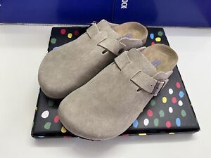 For Birkenstock Boston Suede Leather Clogs Mules Sandals Tide Soft Footbed Shoes