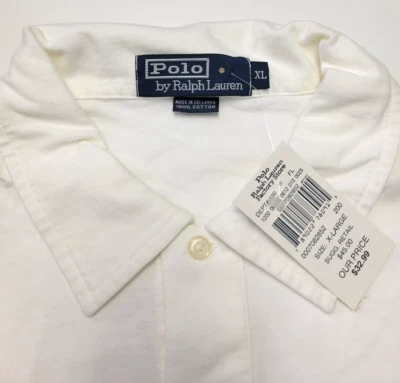 NOS vtg New POLO RALPH LAUREN Cotton Knit Polo Shirt Men's XL X-LARGE White 90s - Image 1 of 4